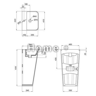 Раковина підлогова моноблок Qtap Tern 440х380х830 mm White QT1711G302WN SD00053088 фото