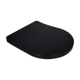 Сидіння для унітаза Qtap (Robin 490) 425x363x50 мм, Matt Black, з мікроліфтом Slim Duroplast, Quick Release QTSC179MB48676 SD00054800 фото