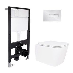 Готовое решение Qtap для ванной комнаты: подвесной унитаз Crow Rimless 485x340x330 + комплект инсталляции Standard (линейная SD00057730 фото