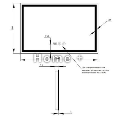 Дзеркало Qtap Mideya 800х600 (DC-F904) з LED-підсвіткою й антизапотіванням QT2078F904W SD00034651 фото