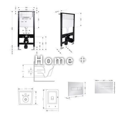 Готовое решение Qtap для ванной комнаты: подвесной унитаз Crow Rimless 485x340x330 + комплект инсталляции Standard (линейная SD00057730 фото
