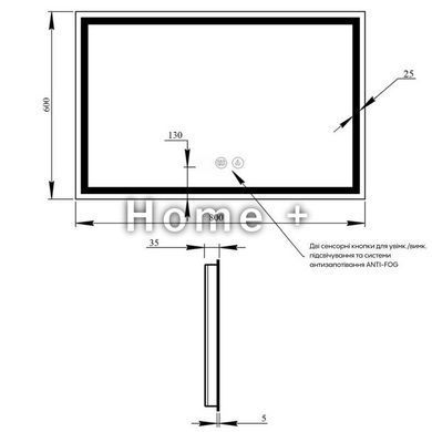 Зеркало Qtap Mideya 800х600 (DC-F904) с LED-подсветкой и антизапотеванием QT2078F904W SD00034651 фото