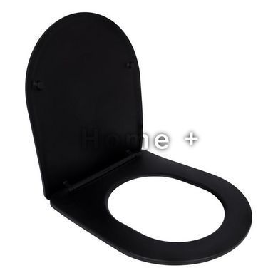 Сидіння для унітаза Qtap (Robin 490) 425x363x50 мм, Matt Black, з мікроліфтом Slim Duroplast, Quick Release QTSC179MB48676 SD00054800 фото