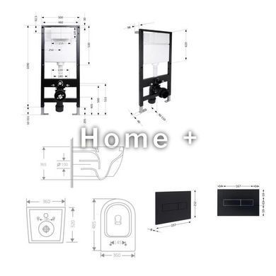 Готовое решение Qtap для ванной комнаты: подвесной унитаз Jay Rimless 485x360x320 + комплект инсталляции Standard (линейная кнопка SD00057708 фото