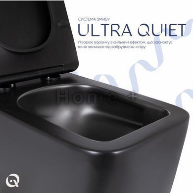 Унитаз подвесной Qtap Gemini Ultra Quiet 485&times;340&times;350 мм, Matt Black, с сиденьем Slim Duroplast / Soft-close / Quick Release SD00056629 фото