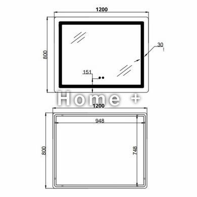 Дзеркало Lidz Kubis (KU2) 1200х800 з LED-підсвіткою Touch, з антизапотіванням, з диммером, рег. яскравості LDKUB120080049007 SD00055131 фото