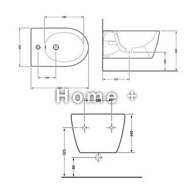 Биде подвесное Qtap Scorpio 515x360x345 Matt black QT1455053FMB SD00042531 фото