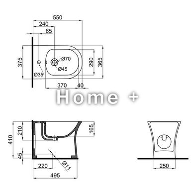 Біде підлогове Qtap Virgo 550x360x410 White QT18442169CW SD00042547 фото