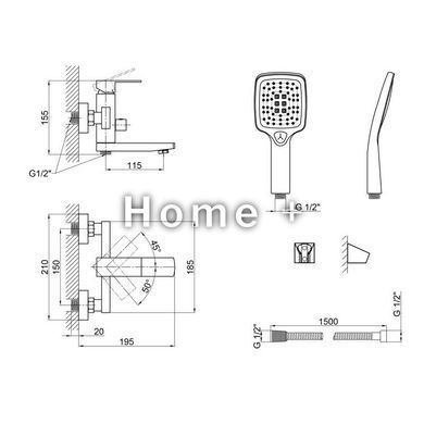 Смеситель для ванны Lidz Kubis 05P-SES SD00049500 фото