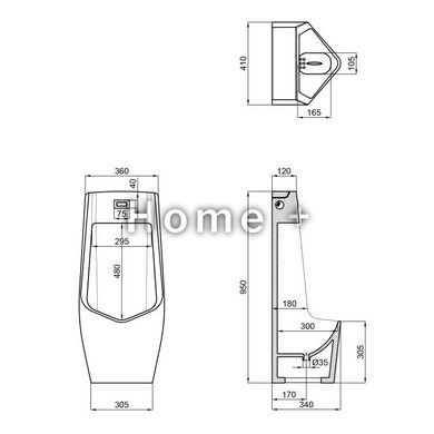 Напольный писсуар Qtap Scorpio с ИК-датчиком автоматического смыва AC 420х350х960 White QT1488U960A01ACW SD00045969 фото