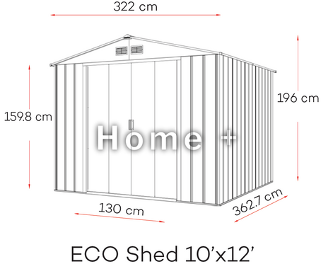 Сарай металлический ECO 362,7x322x196 см зеленый с белым