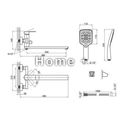 Смеситель для ванны Lidz Kubis 05D-SES SD00049501 фото