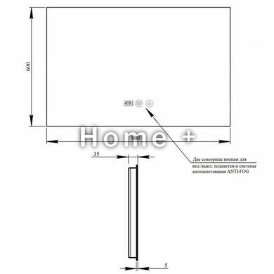 Дзеркало Qtap Taurus (TA1) 800&times;600 мм з LED-підсвіткою Touch, з антизапотіванням, з димером, темп. кольору (3000-6500K) SD00055076 фото