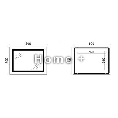 Зеркало Lidz Kubis 800х600 с LED-подсветкой Touch, с антизапотеванием, с диммером, рег. яркости LD78LF9047400 SD00053524 фото
