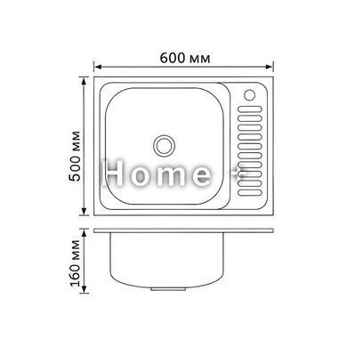 Кухонная мойка Brinex 6050-L 0,6 мм Satin (BRIN6050LSAT06) SD00054104 фото