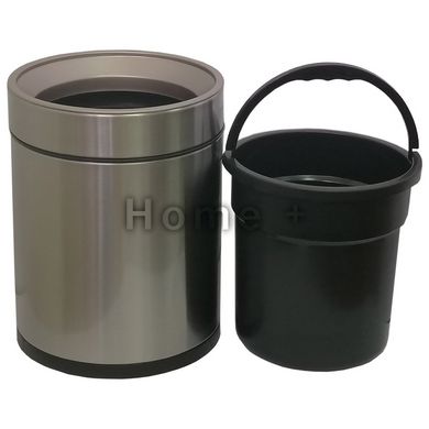 Ведро для мусора JAH 8 л круглое серебряный металлик без крышки с внутренним ведром