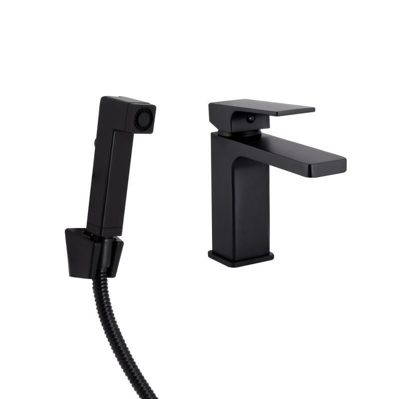 Смеситель для раковины Qtap Gemini (с гигиеническим душем) QTGEM272BLM45690 Black Matt SD00051814 фото