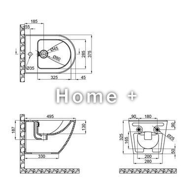 Биде подвесное Qtap Robin 495х370х325 Matt black QT1355046FMB SD00042545 фото