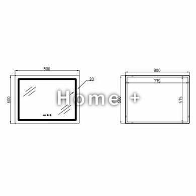 Дзеркало Qtap Mideya (MI2) 800х600 з годинником, з LED-підсвіткою Touch, з антизапотіванням, димером, регумр. яскравості QTMID8006 SD00055389 фото