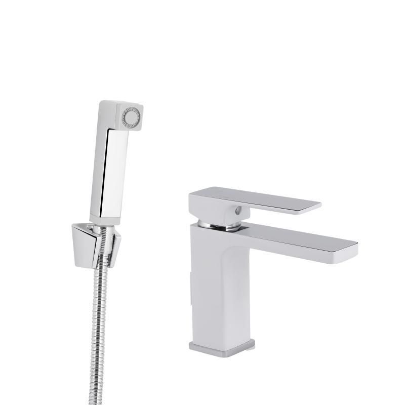 Смеситель для раковины Qtap Gemini (с гигиеническим душем) QTGEM272CRW45691 Chrome/White SD00051815 фото