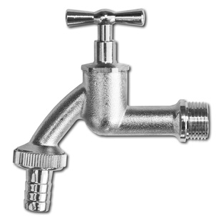 Кран вход 1/2"НР, выход 3/4"НР или под шланг 1/2", ЛАТУНЬ никелированная Польша 1685640744 фото