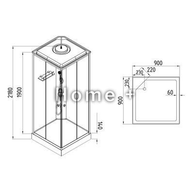 Душевой бокс Lidz Kubis SB90x90.SAT.LOW.GR, стекло тонированное 4 мм SD00055514 фото