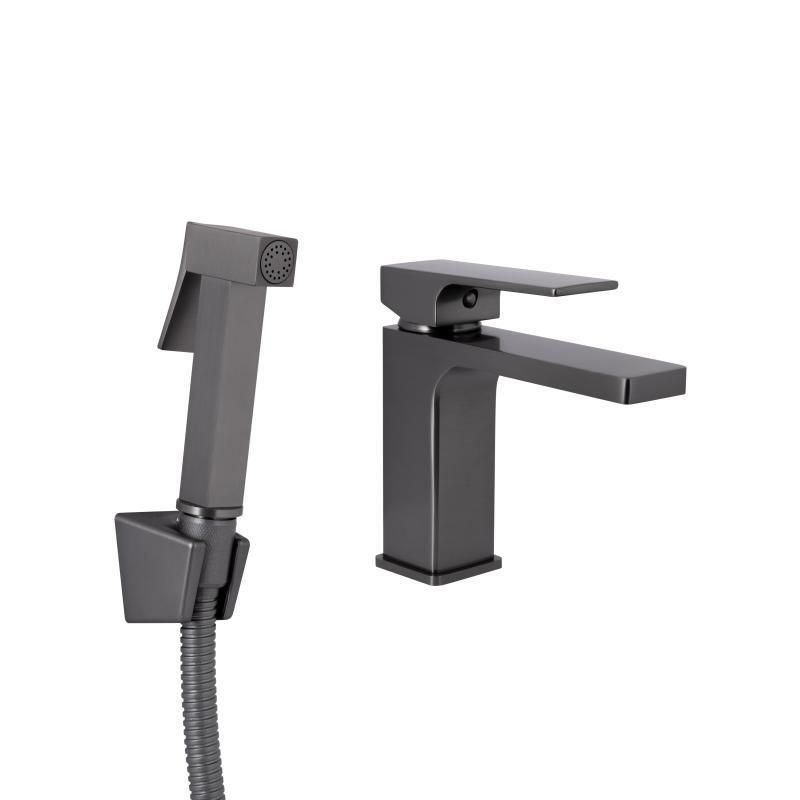 Смеситель для раковины Qtap Gemini (с гигиеническим душем) QTGEM272GMB45692 Gunmetal Black PVD SD00051816 фото