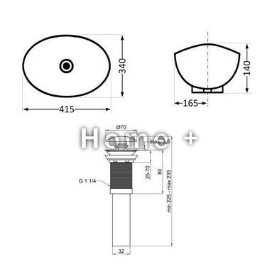 Раковина накладная Qtap Dove 415x340x140 мм, Stone grey, овальная, с донным клапаном QTDOV188SG49783 SD00055907 фото