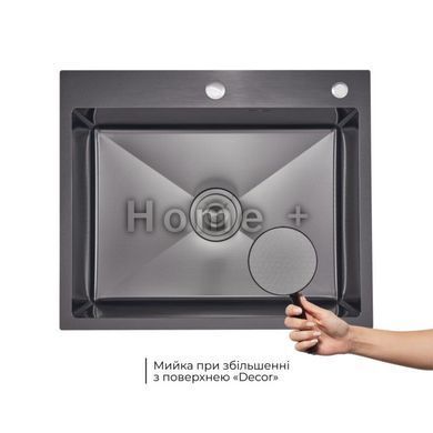 Комплект Lidz Handmade H6050HB Мийка для кухні інтегрована Decor Black PVD Honeycomb у комплекті з дозатором+ Lidz K01G SD00055253 фото