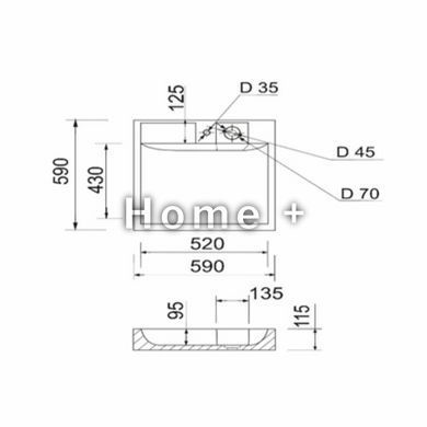 Раковина на пральну машину Qtap Arvin 595x595x115 мм, White QTARV2365WHI48575 SD00054699 фото