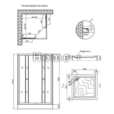 Набор Lidz душевая кабина Wawel SC90x90.SAT.LOW.GR, стекло тонированное 4 мм + поддон Mazur SD00048613 фото