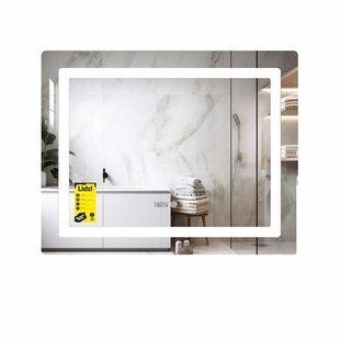 Дзеркало Lidz Kubis (KU2) 1000х800 з годинником, з LED-підсвіткою Touch, з антизапотіванням, з димером, рег. яскравості SD00055406 фото