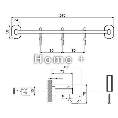 Гачок для ванної Qtap Liberty BLM 1154-3 SD00040025 фото