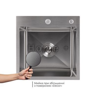 Акційний набір Lidz: мийка H4545 Decor 2,5/0,5 мм + Змішувач Aria для кухні з гнучким виливом (k35) Grey SD00057347 фото