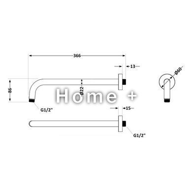 Кронштейн для верхнего душа Qtap Trubice 400 мм округлый QTTRU120CRM45926 Chrome SD00052050 фото