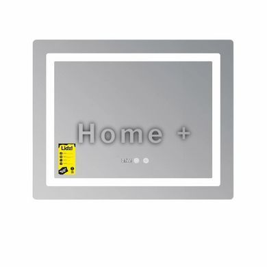 Дзеркало Lidz Kubis (KU2) 1000х800 з годинником, з LED-підсвіткою Touch, з антизапотіванням, з димером, рег. яскравості SD00055406 фото