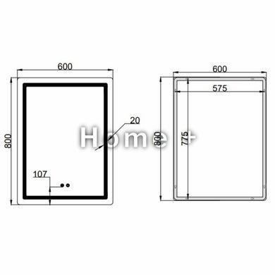 Дзеркало Qtap Mideya (MI2) 600х800 з підсвічуванням LED Touch, з антизапітнінням, диммером, рег. яскравості QT2078F6080 SD00054602 фото