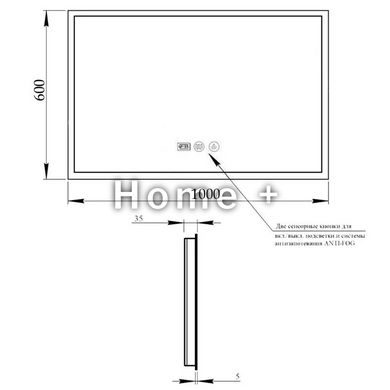 Зеркало Qtap Mideya 1000х600 (DC-F615) с LED-подсветкой и антизапотеванием QT2078F615W SD00034658 фото