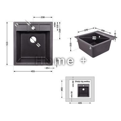 Кухонна мийка Lidz 460х515/200 GRF-13 (LIDZGRF13460515200) SD00042424 фото
