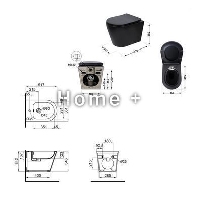 Комплект Qtap Scorpio Matt Black 2 в 1: Унітаз підвісний Ultra Quiet QT14332380AMB + біде підвісне SD00053496 фото