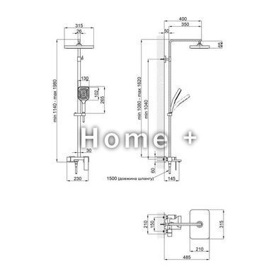 Душова система для ванни Gemini, Chrome (k35) на три споживача (з виливом) QT51103KNC Qtap SD00049591 фото