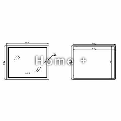 Дзеркало Qtap Mideya (MI2) 1000х800 з годинником, з LED-підсвіткою Touch, з антизапотіванням, димером, регуммацію QTMID10008004926 SD00055390 фото