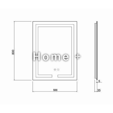 Зеркало Qtap Mideya 500х800 (DC-F936) с LED-подсветкой и антизапотением QT2078F936W SD00036739 фото