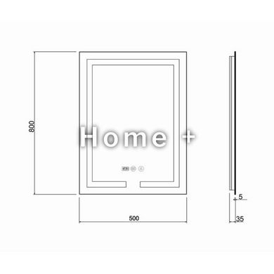 Зеркало Qtap Mideya 500х800 (DC-F936) с LED-подсветкой и антизапотением QT2078F936W SD00036739 фото