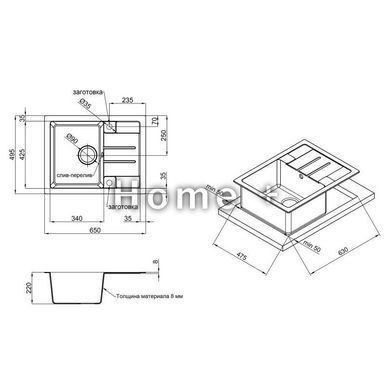 Кухонная мойка Lidz 650x500/200 BLA-03 (LIDZBLA03650500200) SD00039779 фото