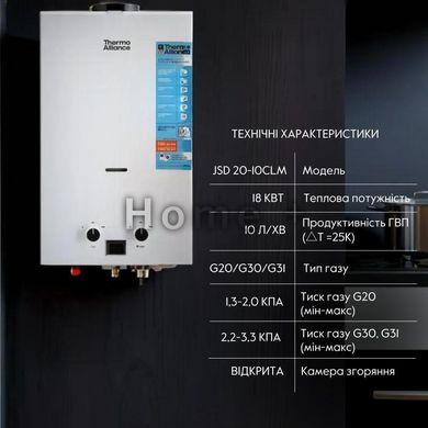 Колонка газова димохідна Thermo Alliance JSD20-10CLM 10 л White SD00052637 фото