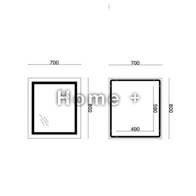 Дзеркало Lidz Kubis 700х800 з LED-підсвіткою Touch, з антизапотіванням, з димером, рег. яскравості Reverse SD00052333 фото