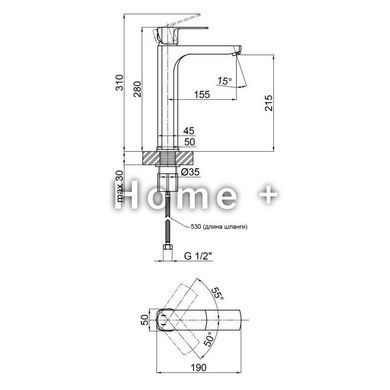 Змішувач для раковини Qtap Lipno 1023H101CB SD00042259 фото