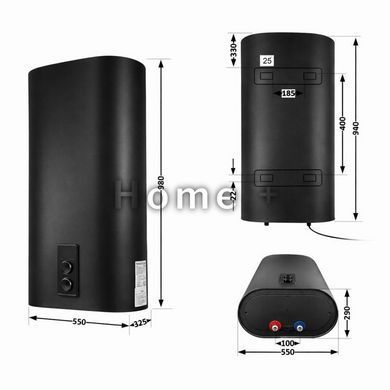 Водонагреватель электрический Thermo Alliance 80 л Black,плоский вертикальный, мокрый ТЭН 2 кВт (0,8+1,2) DT80V20G(PD)/2В SD00054753 фото