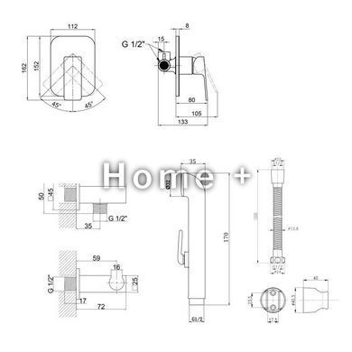 Комплект для душу Qtap Namesti Chrome: Змішувач для душу QTNAM6025102NC + Гігієнічний набір QTSETCRMA021 + SD00053673 фото